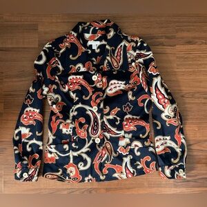 Charter Club Blue and Orange Blazer with Retro Paisley Design